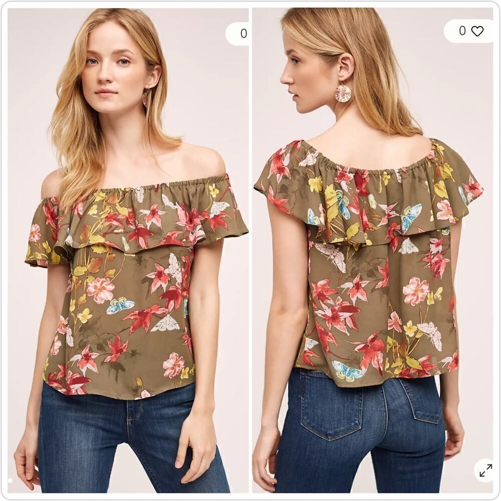 Anthropologie Maeve Vallita Off-The-Shoulder Blouse sz XS